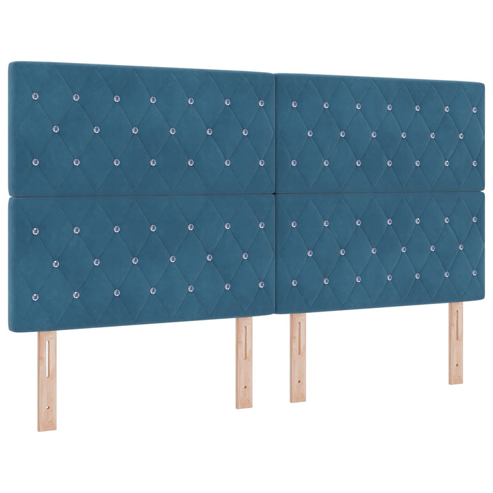 Boxmadras med topmadras med hovedgærde Blå 180 x 200 cm Fløjl
