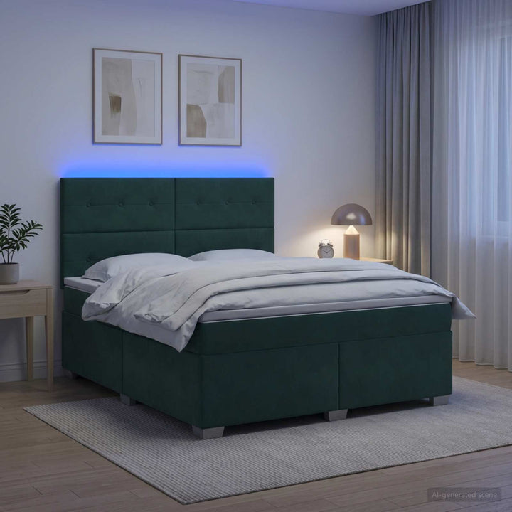 Boxmadras med topmadras Mørkegrøn 140 x 200 cm Fløjl
