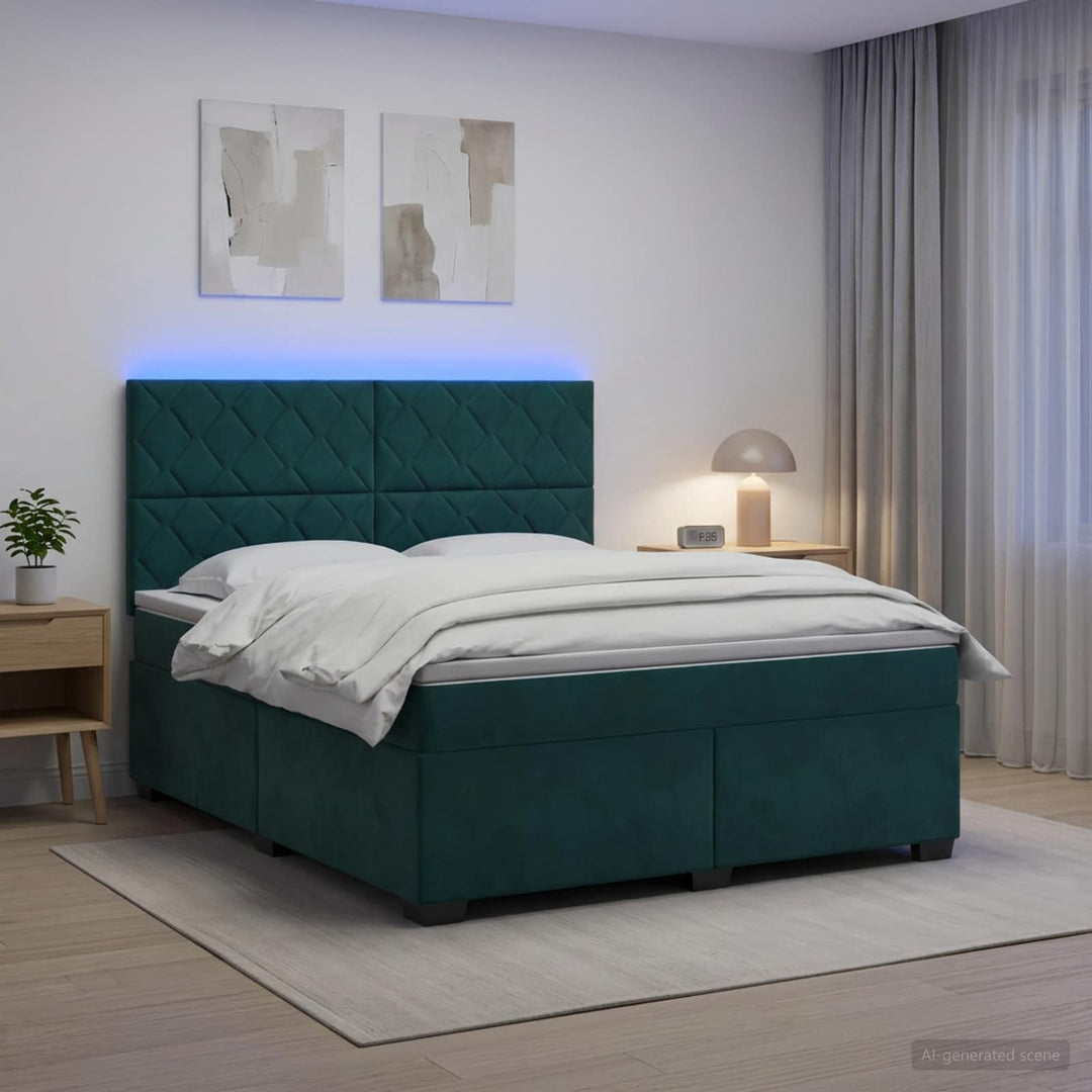 Boxmadras med topmadras Mørkegrøn 140 x 190 cm Fløjl