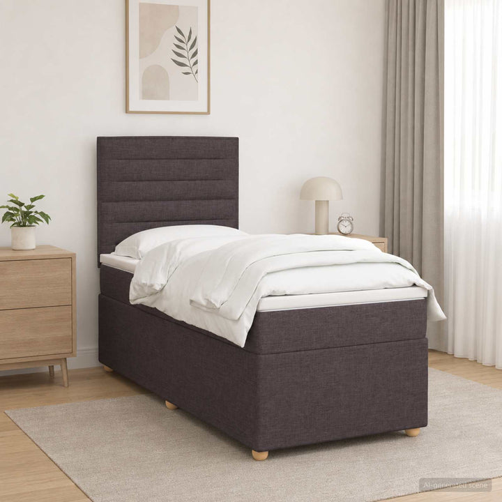 Boxmadras med topmadras Mørk Brun 90 x 190 cm Stof