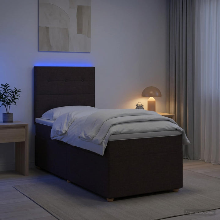 Boxmadras med topmadras Mørk Brun 80 x 200 cm Stof