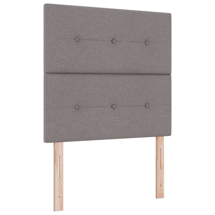 Boxmadras med topmadras med hovedgærde Gråbrun 80 x 200 cm Stof