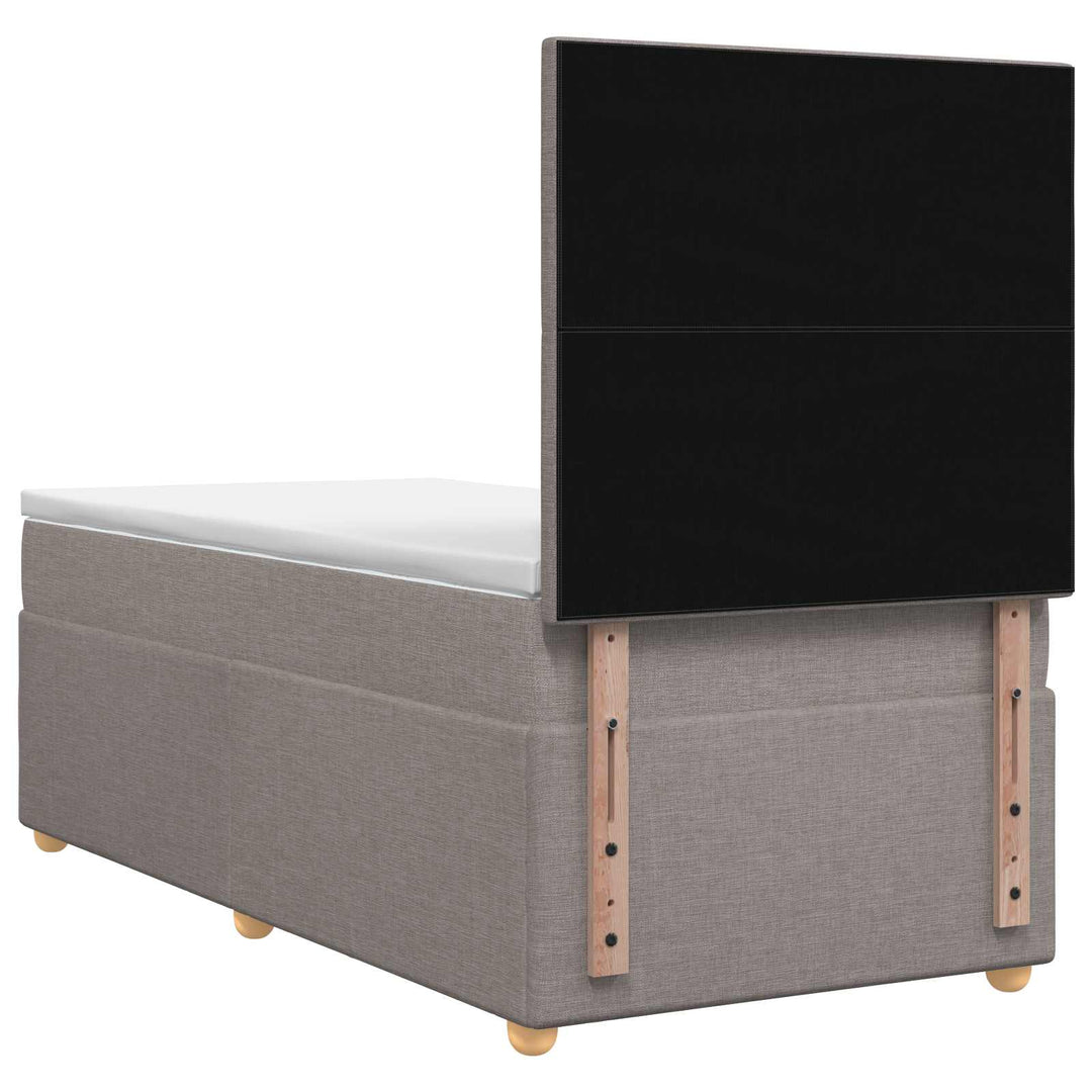Boxmadras med topmadras med hovedgærde Gråbrun 80 x 200 cm Stof