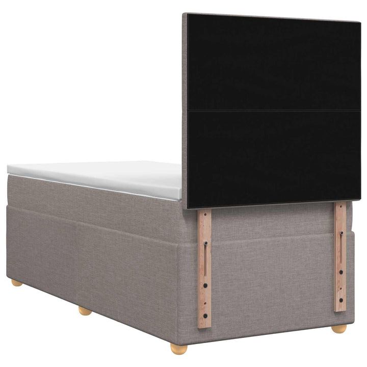 Boxmadras med topmadras med hovedgærde Gråbrun 80 x 200 cm Stof