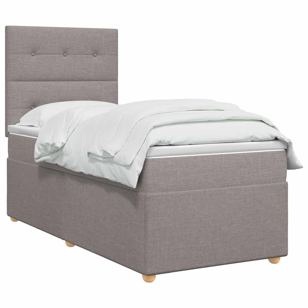 Boxmadras med topmadras med hovedgærde Gråbrun 80 x 200 cm Stof