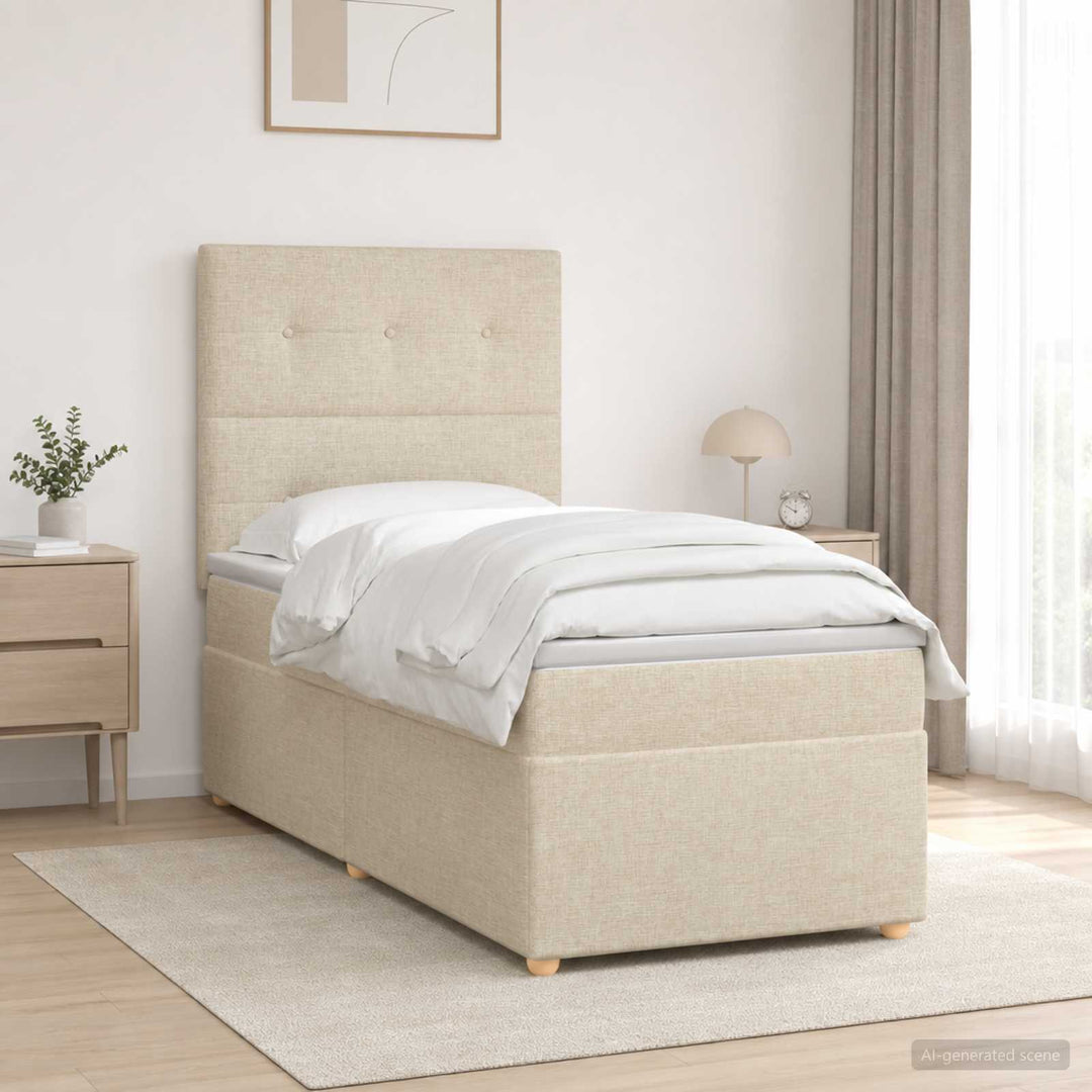 Boxmadras med topmadras Cremefarvet 80 x 200 cm Stof