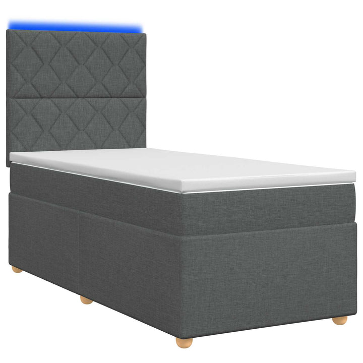 Boxmadras med topmadras Mørkegrå 80 x 200 cm Stof