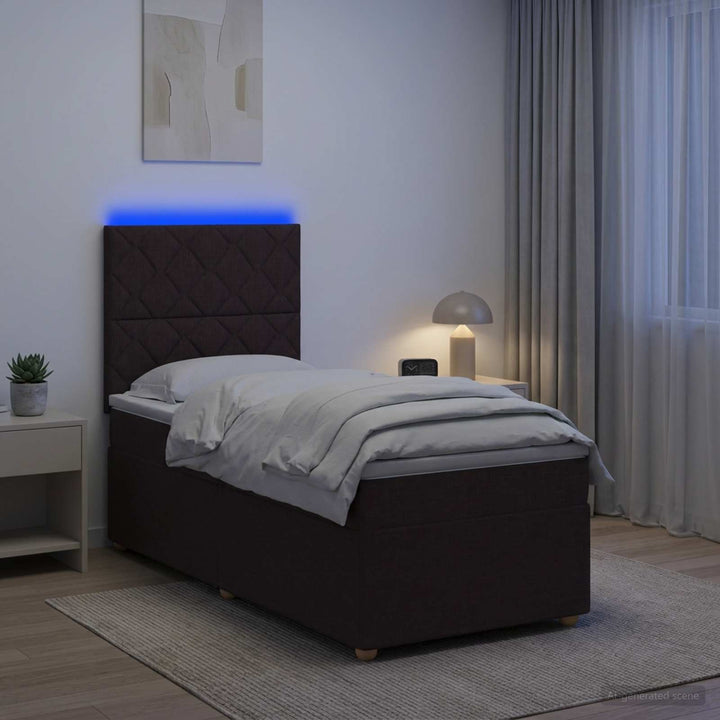 Boxmadras med topmadras Mørk Brun 100 x 200 cm Stof