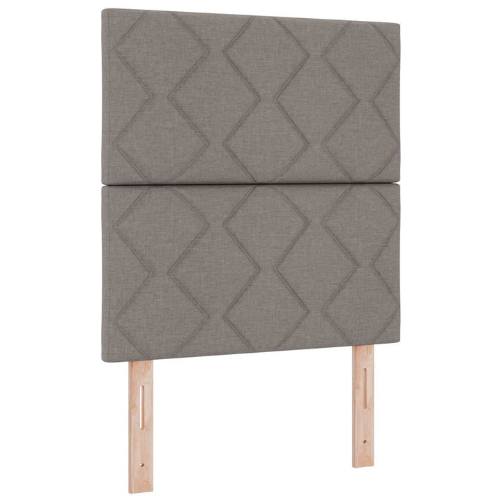 Boxmadras med topmadras med hovedgærde Gråbrun 80 x 200 cm Stof