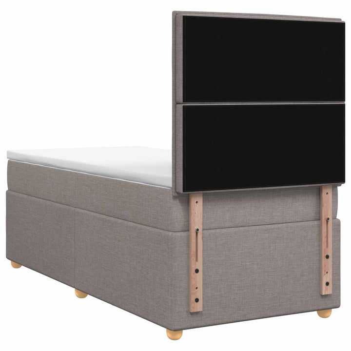 Boxmadras med topmadras med hovedgærde Gråbrun 80 x 200 cm Stof