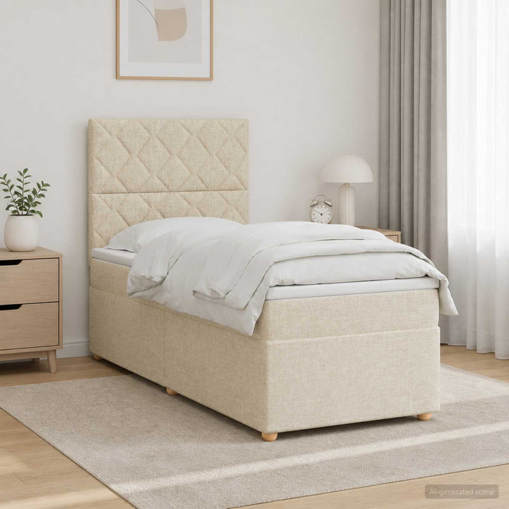 Boxmadras med topmadras Cremefarvet 80 x 200 cm Stof