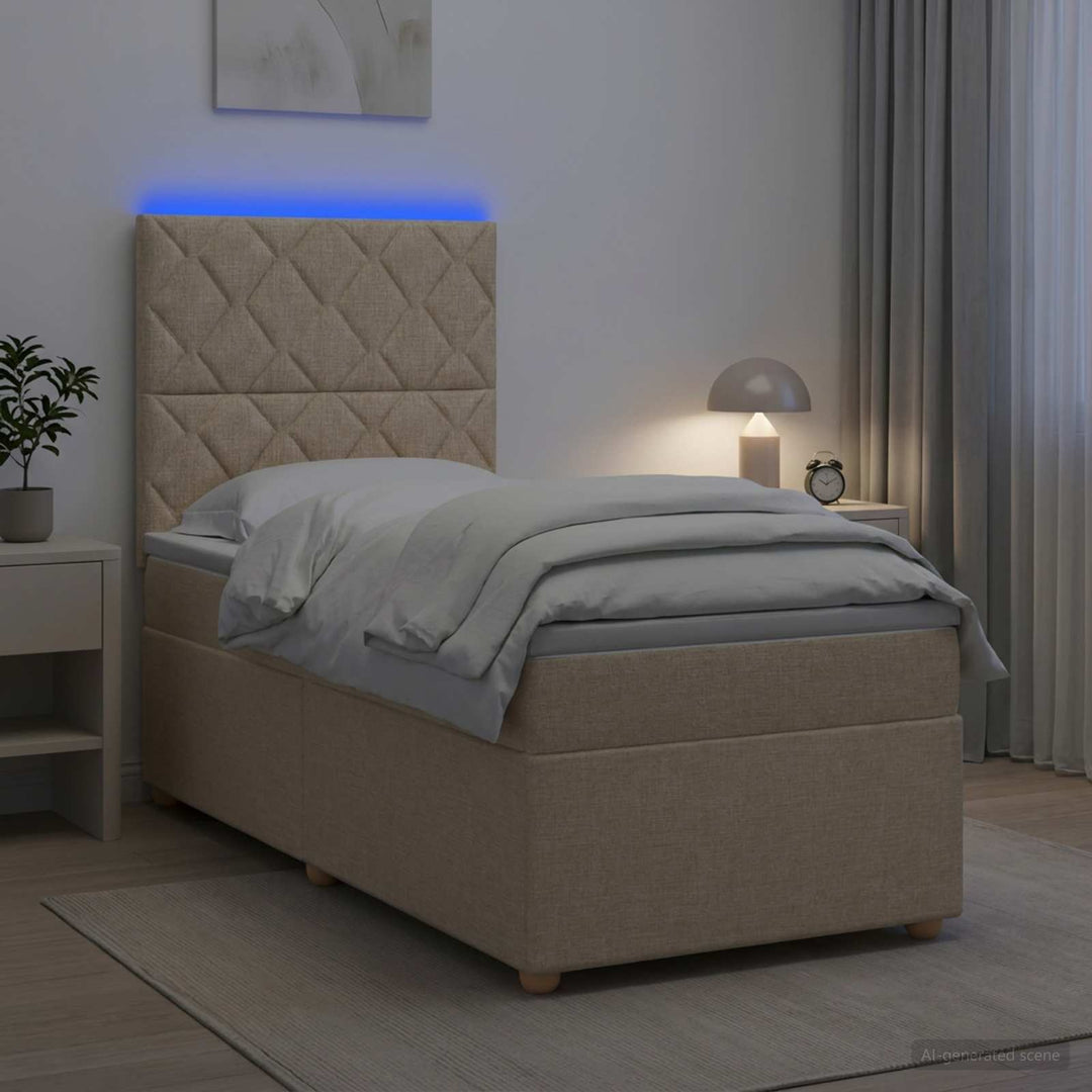 Boxmadras med topmadras Cremefarvet 80 x 200 cm Stof