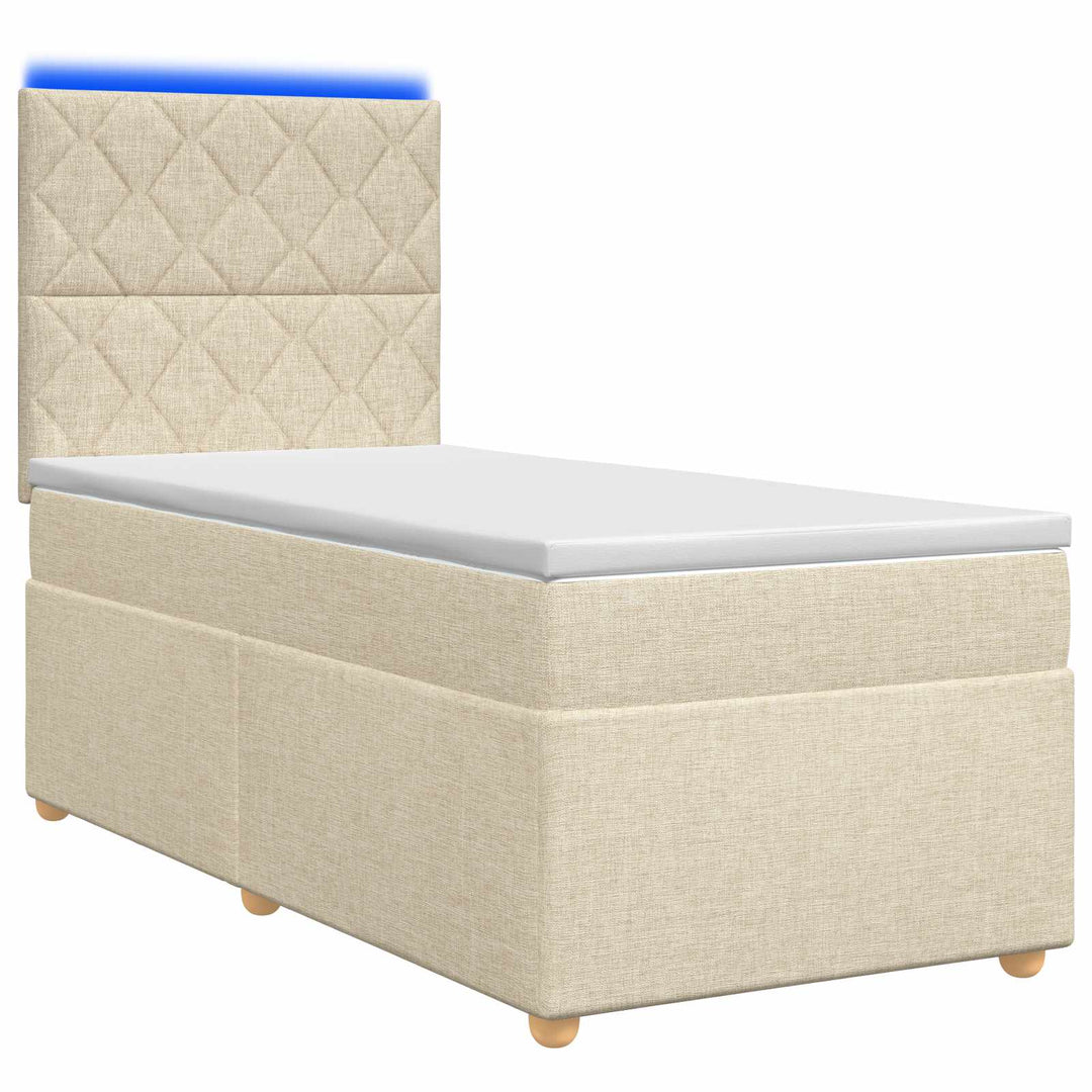 Boxmadras med topmadras Cremefarvet 80 x 200 cm Stof