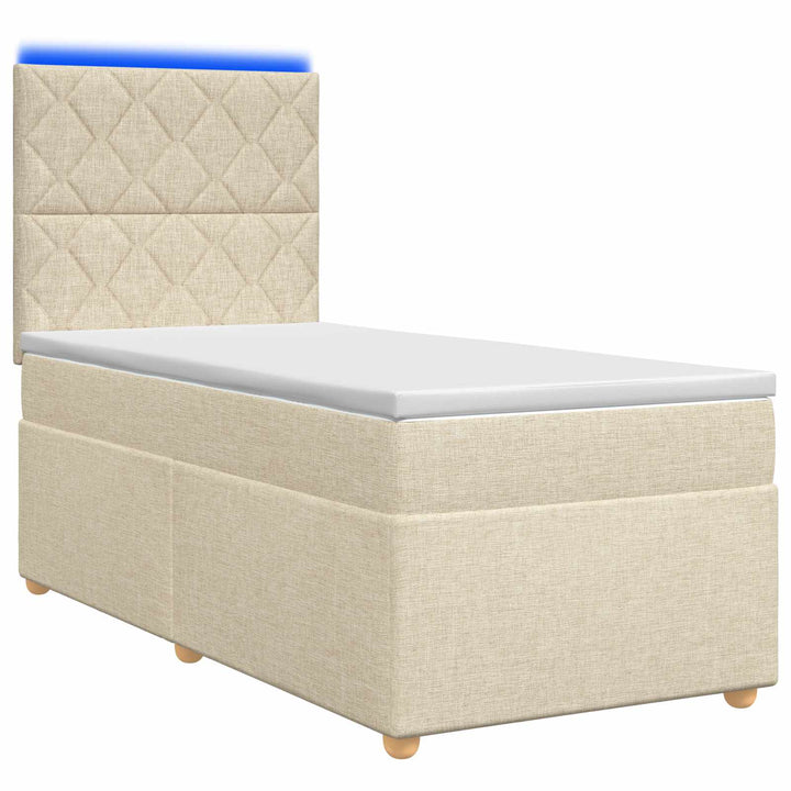 Boxmadras med topmadras Cremefarvet 80 x 200 cm Stof