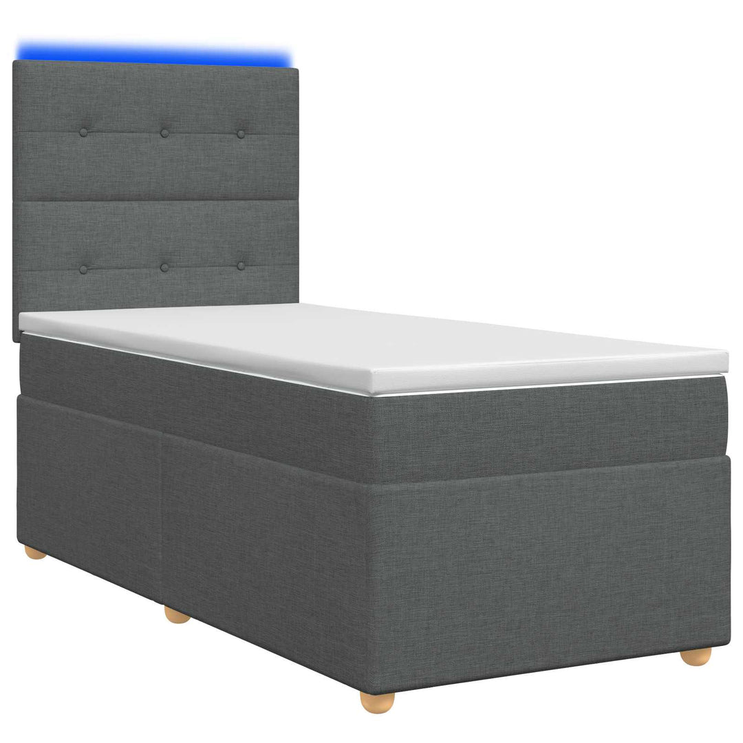 Boxmadras med topmadras Mørkegrå 90 x 190 cm Stof