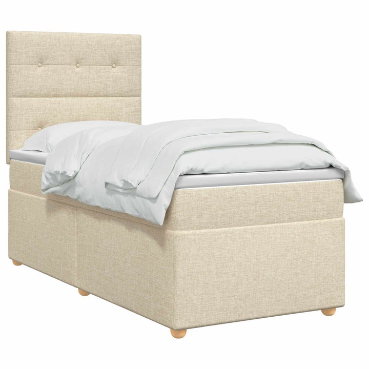 Boxmadras med topmadras Cremefarvet 90 x 190 cm Stof