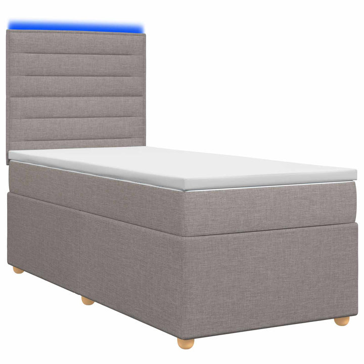 Boxmadras med topmadras med hovedgærde Gråbrun 90 x 200 cm Stof