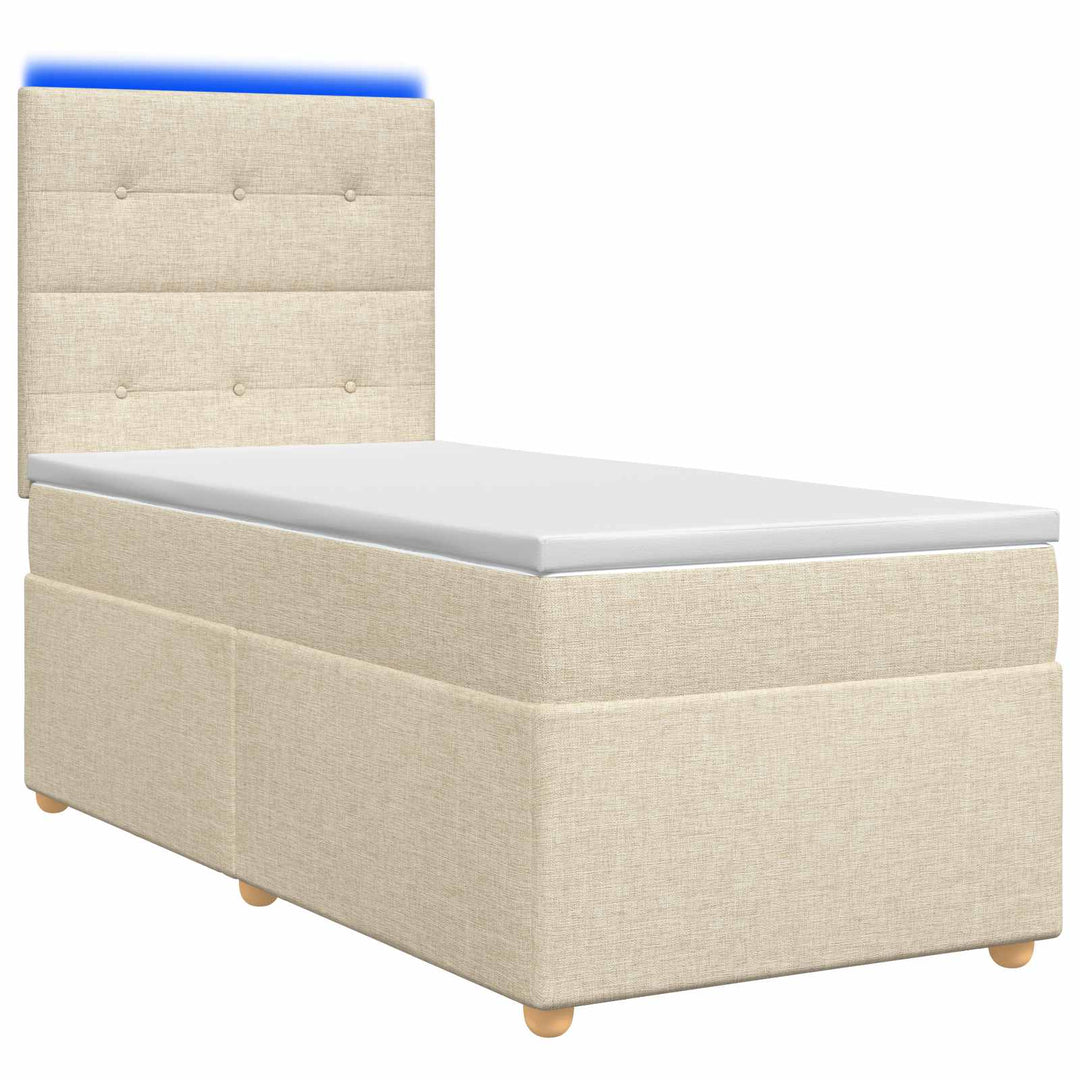 Boxmadras med topmadras Cremefarvet 90 x 200 cm Stof