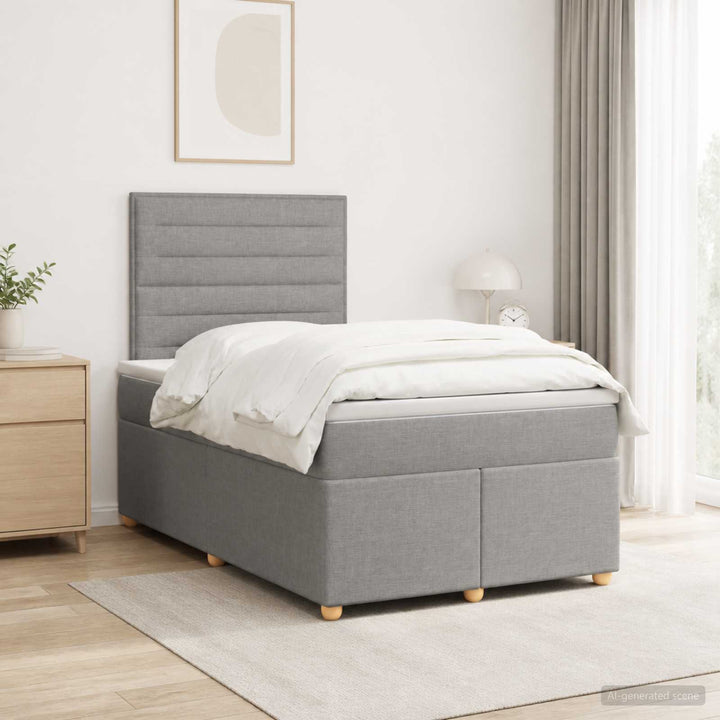 Boxmadras med topmadras Lysegrå 120 x 190 cm Stof