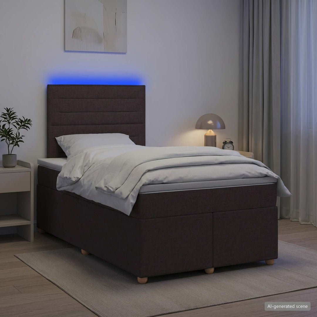 Boxmadras med topmadras Mørk Brun 120 x 200 cm Stof