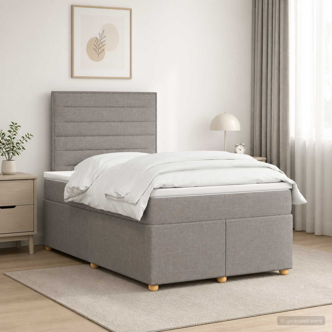 Boxmadras med topmadras Gråbrun 120 x 200 cm Stof