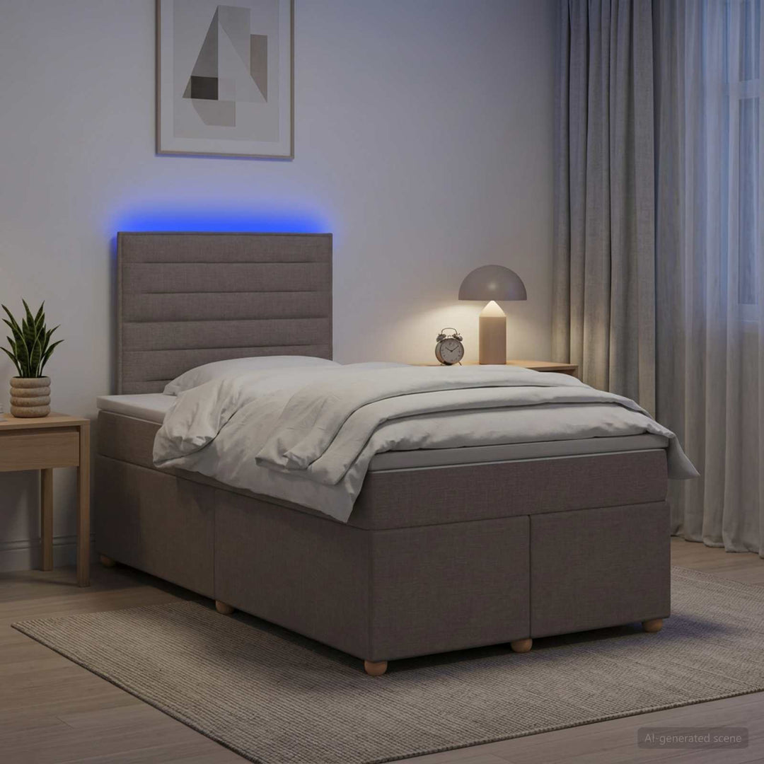 Boxmadras med topmadras Gråbrun 120 x 200 cm Stof