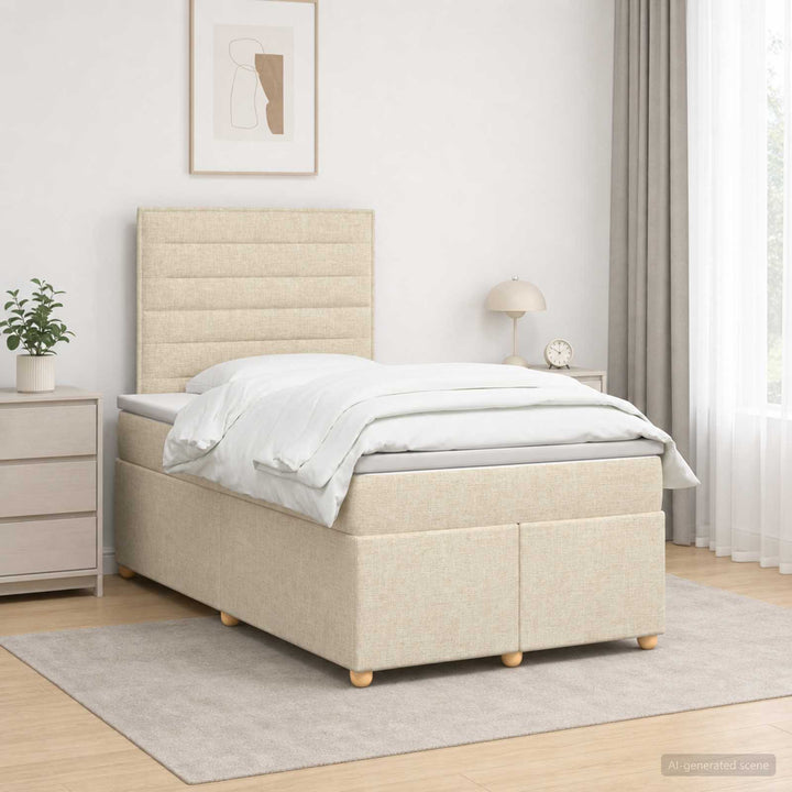 Boxmadras med topmadras Cremefarvet 120 x 190 cm Stof
