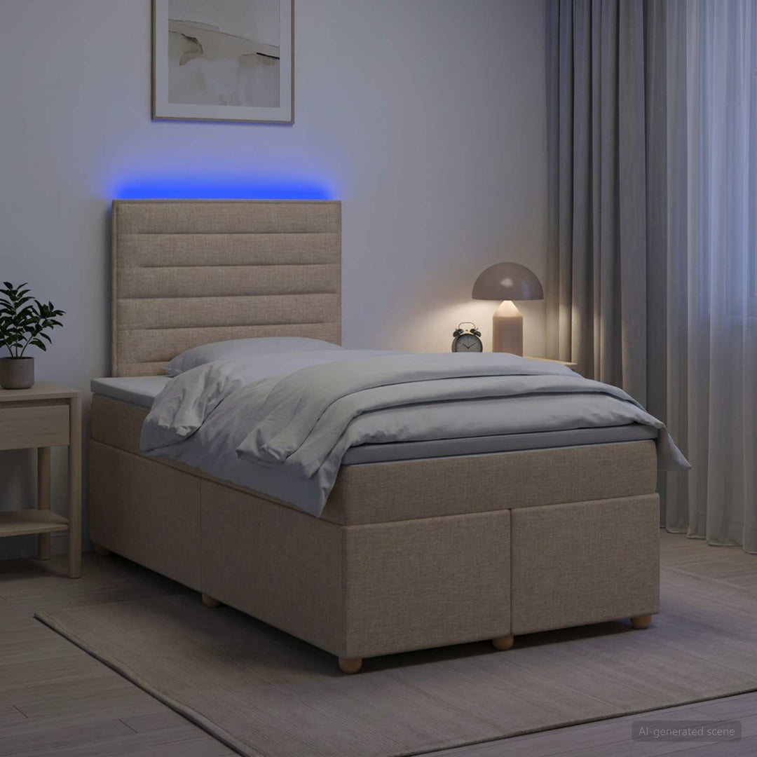 Boxmadras med topmadras Cremefarvet 120 x 190 cm Stof
