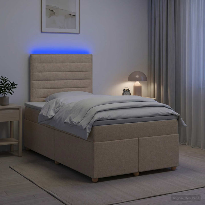 Boxmadras med topmadras Cremefarvet 120 x 190 cm Stof