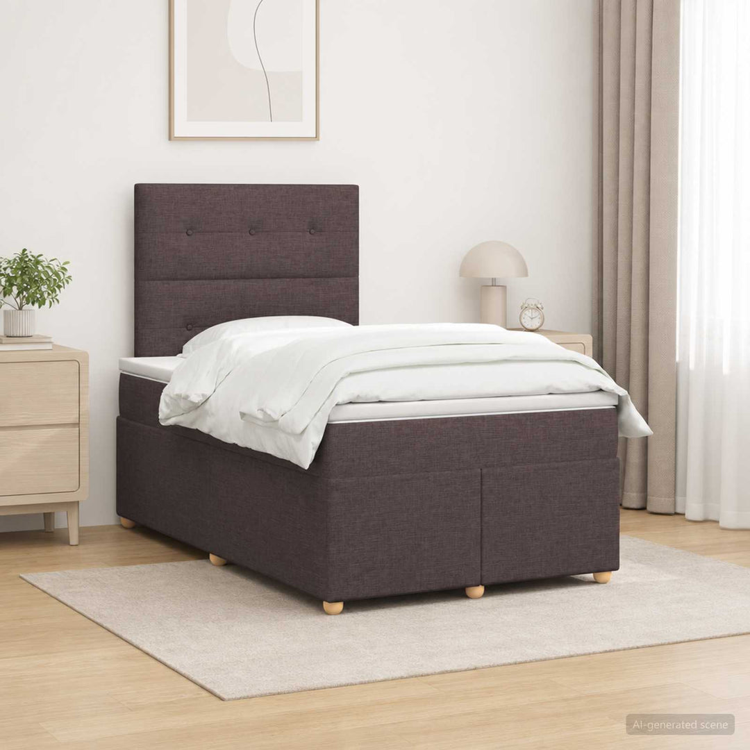 Boxmadras med topmadras Mørk Brun 120 x 200 cm Stof