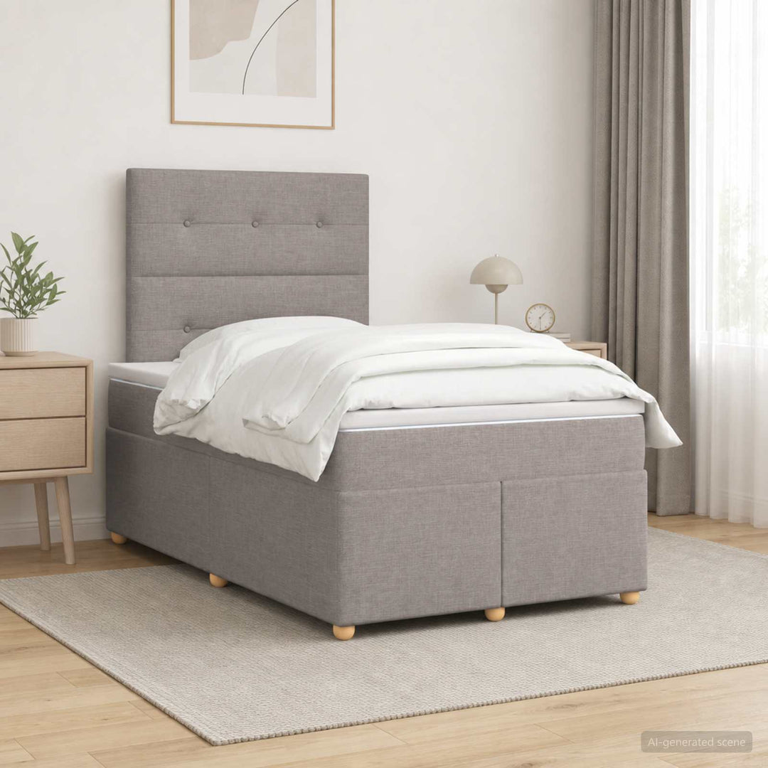Boxmadras med topmadras Gråbrun 120 x 200 cm Stof
