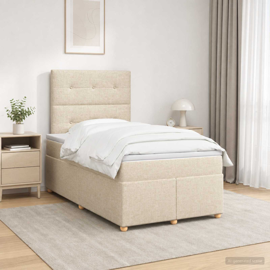 Boxmadras med topmadras Cremefarvet 120 x 200 cm Stof