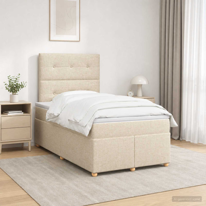 Boxmadras med topmadras Cremefarvet 120 x 190 cm Stof