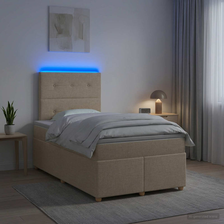 Boxmadras med topmadras Cremefarvet 120 x 200 cm Stof