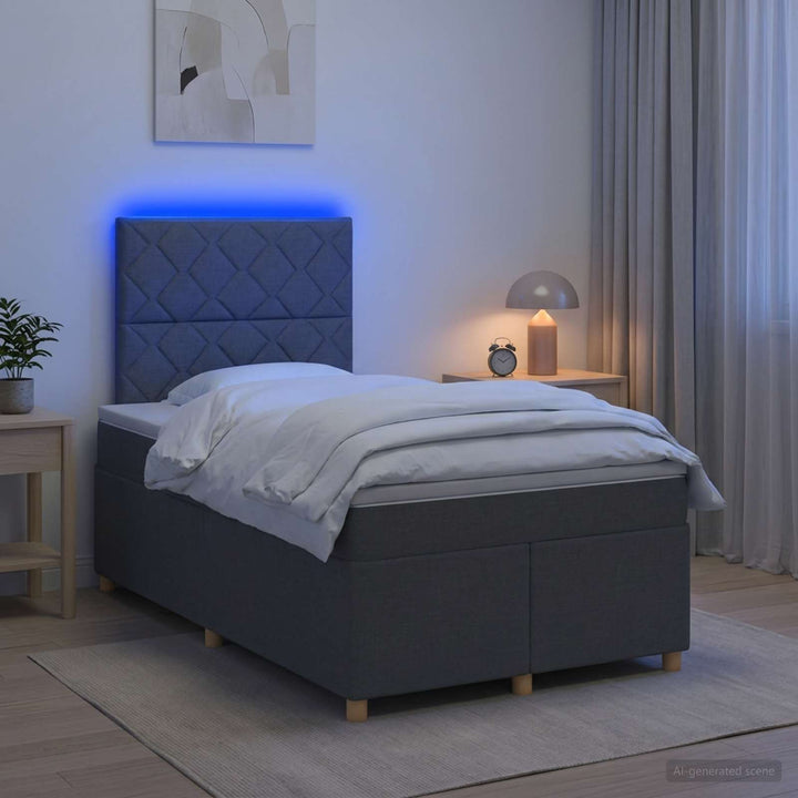Boxmadras med topmadras Mørkegrå 120 x 190 cm Stof