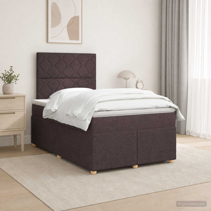 Boxmadras med topmadras Mørk Brun 120 x 190 cm Stof