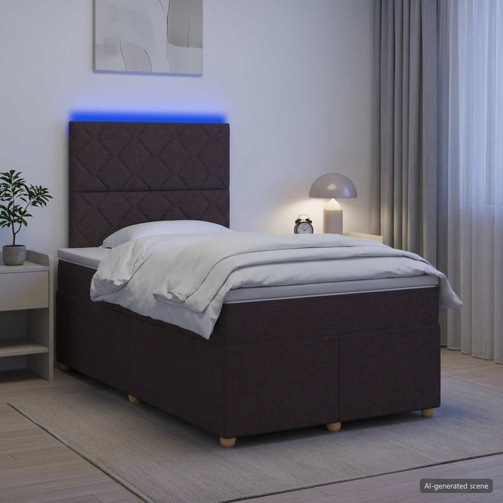 Boxmadras med topmadras Mørk Brun 120 x 200 cm Stof