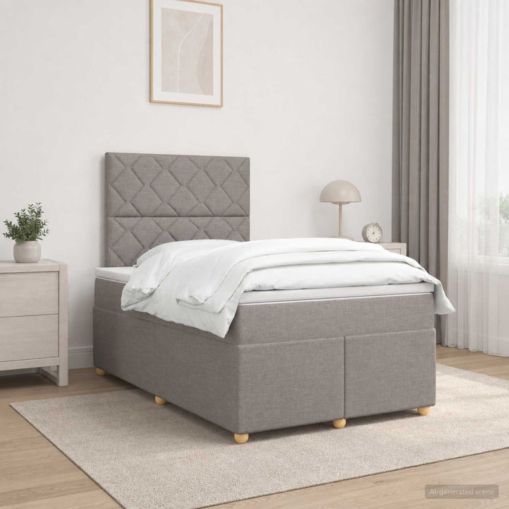 Boxmadras med topmadras Gråbrun 120 x 190 cm Stof
