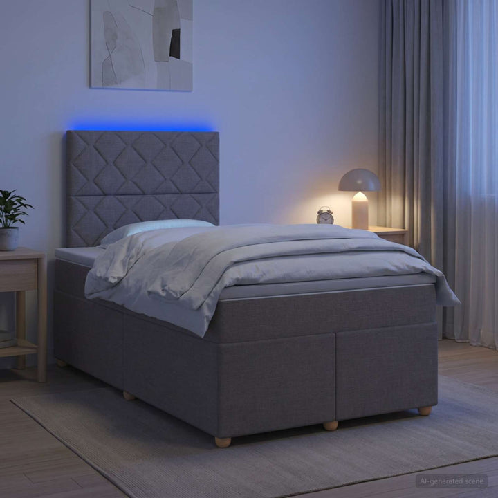 Boxmadras med topmadras Gråbrun 120 x 190 cm Stof