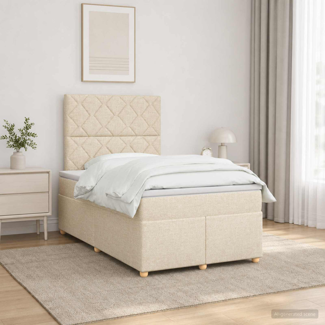 Boxmadras med topmadras Cremefarvet 120 x 200 cm Stof