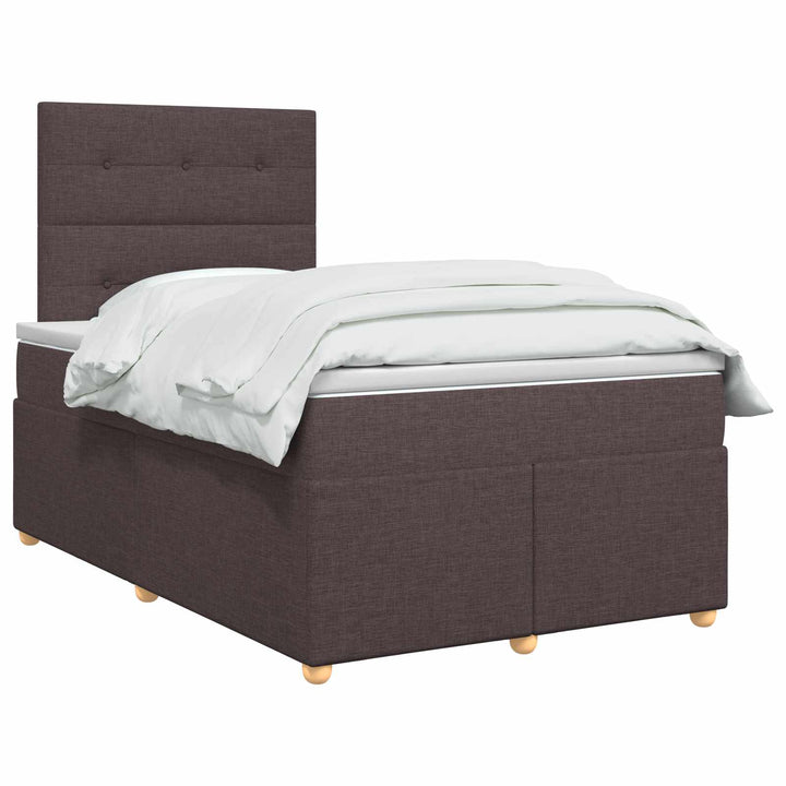 Boxmadras med topmadras Mørk Brun 120 x 200 cm Stof