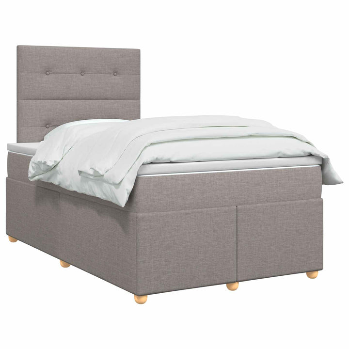 Boxmadras med topmadras Gråbrun 120 x 200 cm Stof