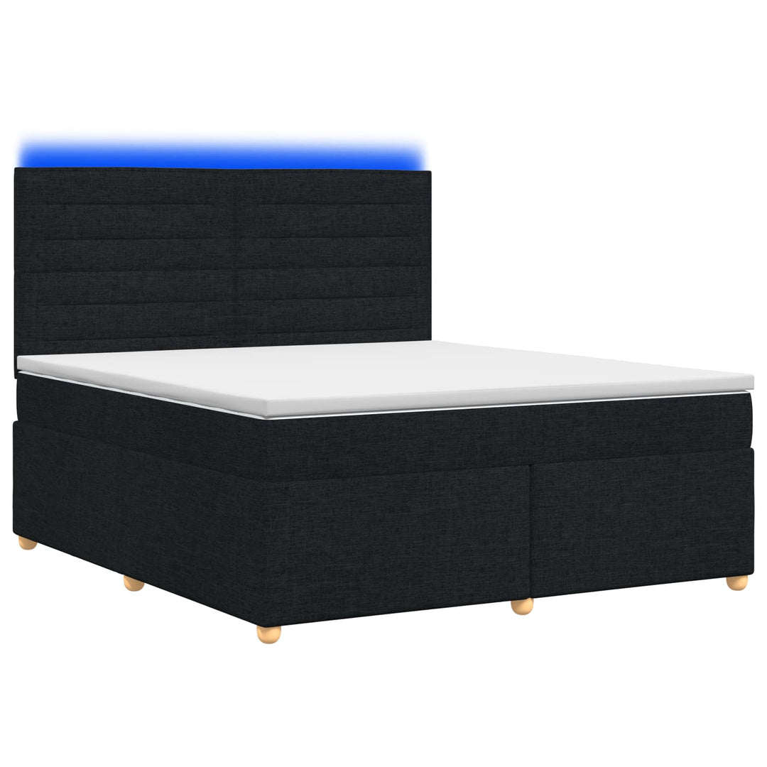 Boxmadras med topmadras med hovedgærde Sort 140 x 190 cm Stof