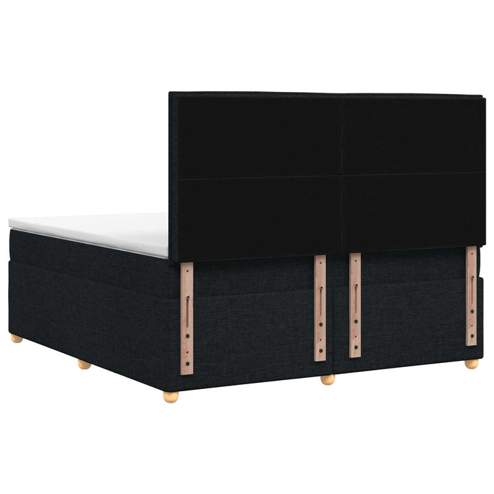 Boxmadras med topmadras med hovedgærde Sort 140 x 190 cm Stof