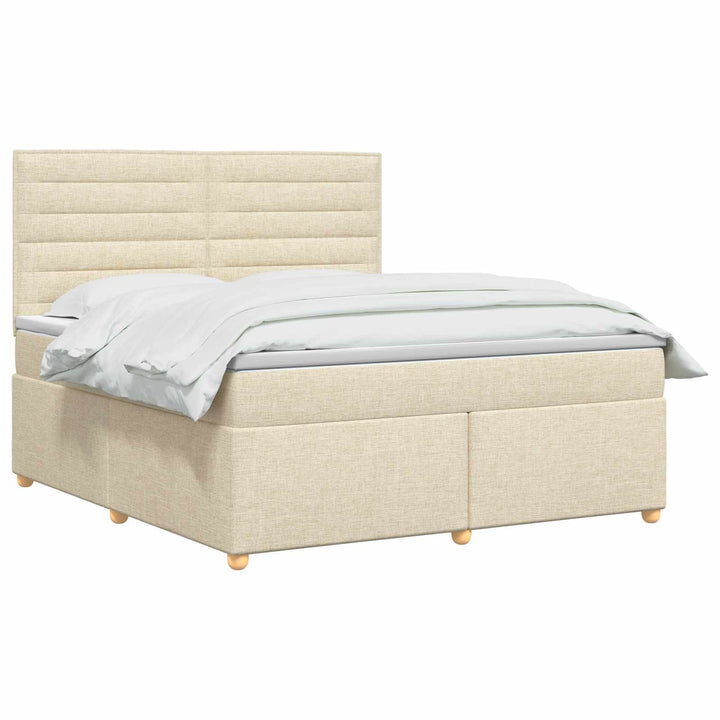 Boxmadras med topmadras Cremefarvet 140 x 200 cm Stof