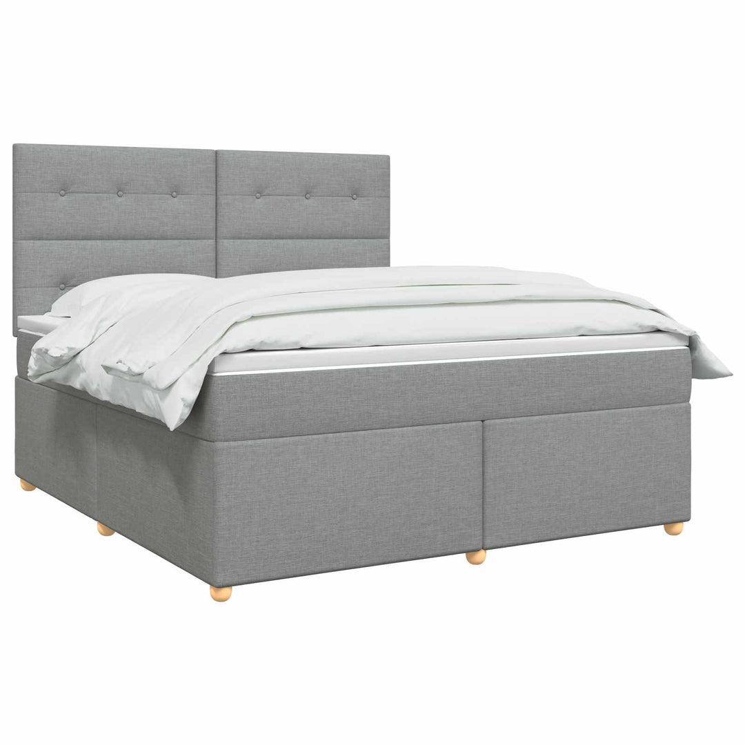 Boxmadras med topmadras Lysegrå 140 x 200 cm Stof