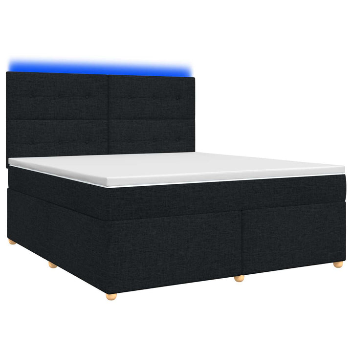 Boxmadras med topmadras med hovedgærde Sort 160 x 200 cm Stof