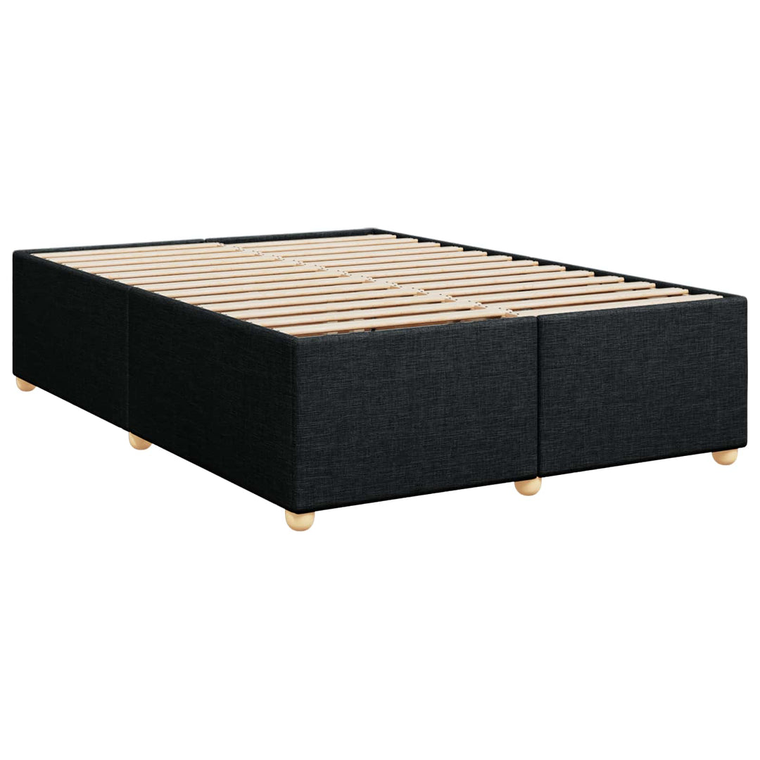 Boxmadras med topmadras med hovedgærde Sort 160 x 200 cm Stof