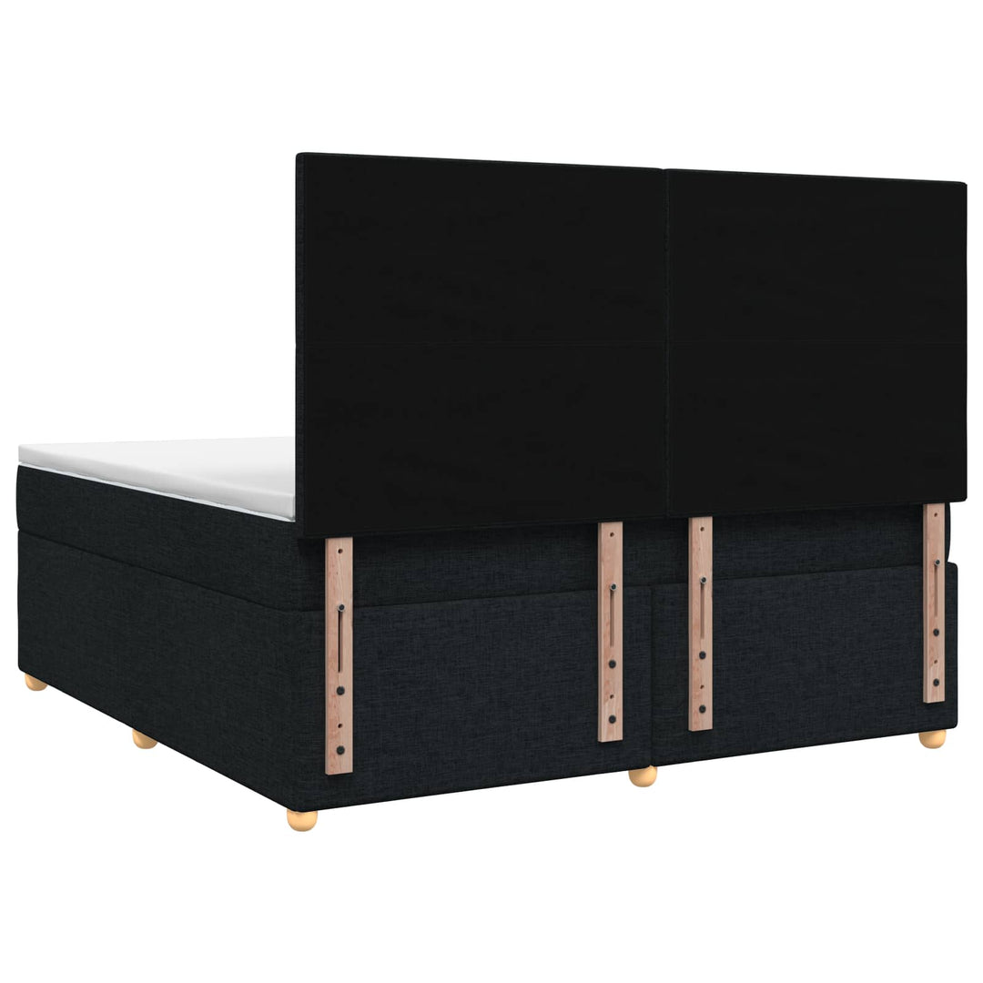 Boxmadras med topmadras med hovedgærde Sort 160 x 200 cm Stof