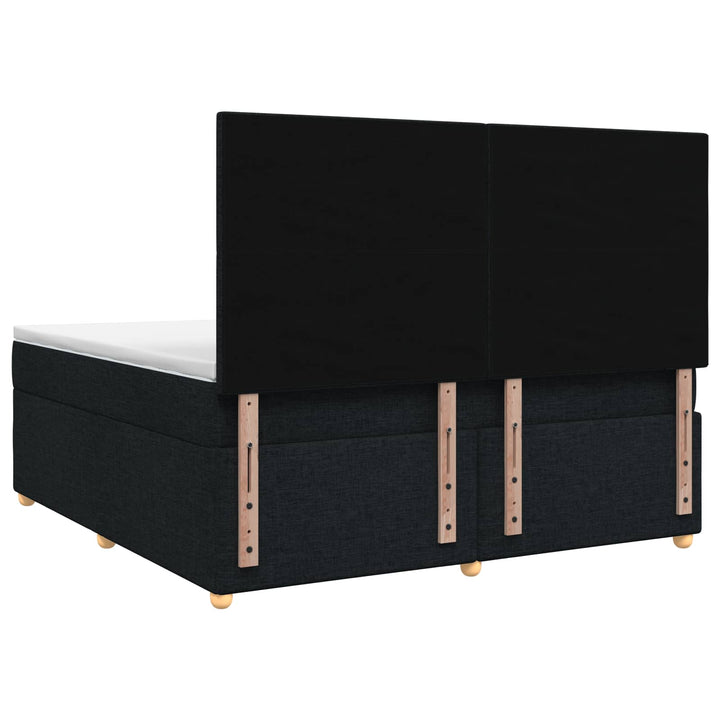 Boxmadras med topmadras med hovedgærde Sort 160 x 200 cm Stof